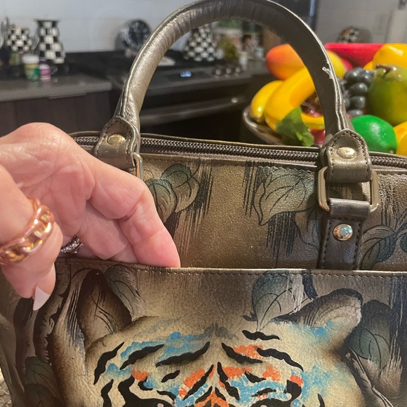 Hand painted tiger bag by Anuschka - Picture 9 of 14